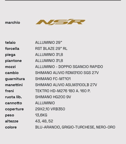 Mtb marca nsr modello - marca,