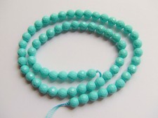 12pz perline rotondo sfaccettato in turchese sintetico 6mm color turchese chiaro