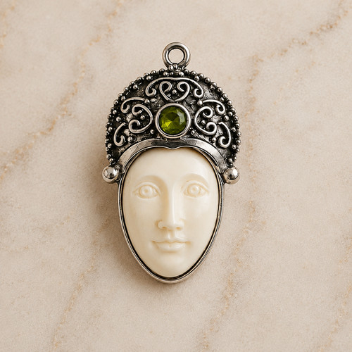 Ciondolo vintage faccia dama - ciondolo,