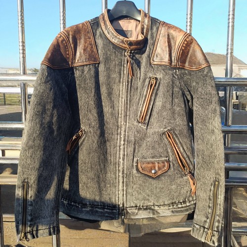 Giacca uomo retrò denim biker