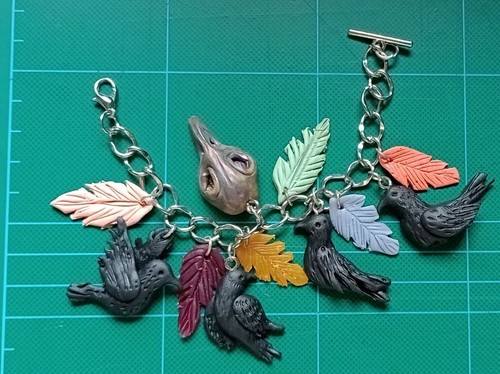 Braccialetto charms corvo - braccialetto,