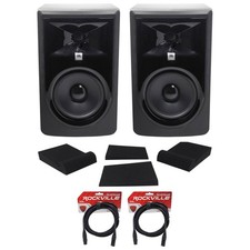 (2) JBL 306P MkII 6" monitor di registrazione da studio alimentati altoparlanti + pad + cavi XLR