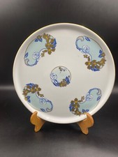 Grande Piatto per torta portate Castel Limoges bianco blu bordo d'orato