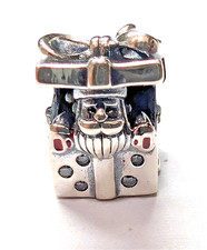 Autentico Charm Pandora, Babbo Natale in confezione regalo, 798470C01, smalto rosso