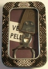 RENATO BALESTRA-PORTACHIAVI IN ACCIAIO E PELLE-CON SCATOLETTA IN METALLO-VINTAGE