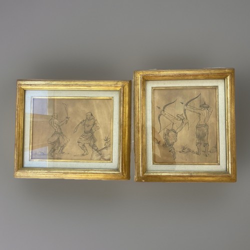 Coppia antichi disegni a - di,