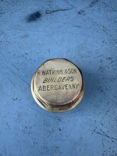 Antico tappo mozzo ruota carrello carrozza cavalli ottone Watkins costruttori Abergavenny