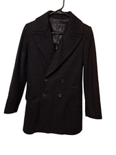 Cappotto Zara Basic doppiopetto misto lana nero taglia XS