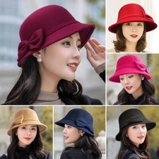 Cappello in feltro floreale lana secchiello cappelli eleganti donna inverno vintage donna cloche uk