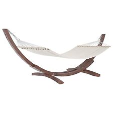 Amaca in cotone resistente beige struttura in legno 150 kg portata max giardino