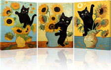 3Pcs Gatto Nero E Girasole