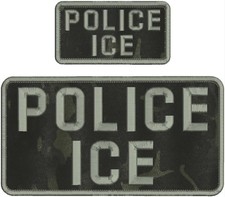 POLICE I C E TOPPA RICAMO 10X5 E 5X2,5 GANCIO SUL RETRO GRIGIO SU NERO MULTICAM