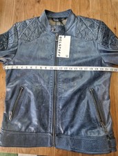 Giacca di pelle uomo Belstaff Outlaw con insegna blu. UK 42 XL. Nuovissimo. Bello