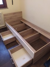 struttura letto singolo 94,5 x 205 con due cassettoni porta giochi/coperte