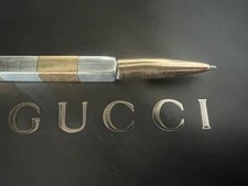 🔴 GUCCI penna sfera argento 925 placcata oro sezione quadrata scrive vintage