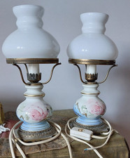 Lume Lampade Tavolo h.30 cm Ceramiche decorate con Paralume in vetro opalino