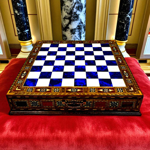 Scacchiera legno intarsiato - scacchiera, in