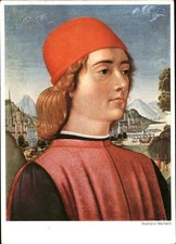 Cartolina d'artista Bastiano Mainardi Ritratto di ragazzo 