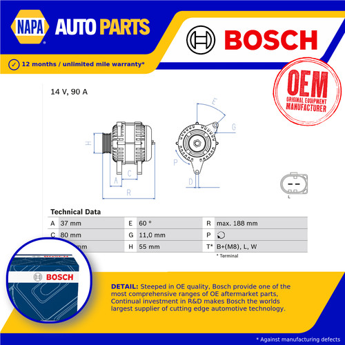 Alternatore 0986081360 bosch - alternatore,