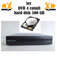 SET DVR DAHUA 4 CANALI E HARD DISK 500GB VIDEO REGISTRATORE HDCVI AHD TVI CVB...