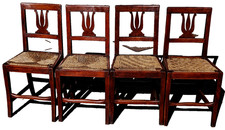 SEDIA 4 SEDIE IMPERO NOCE SEDUTA LISCA EPOCA 1800/20 RESTAURATE H87H42P39L42