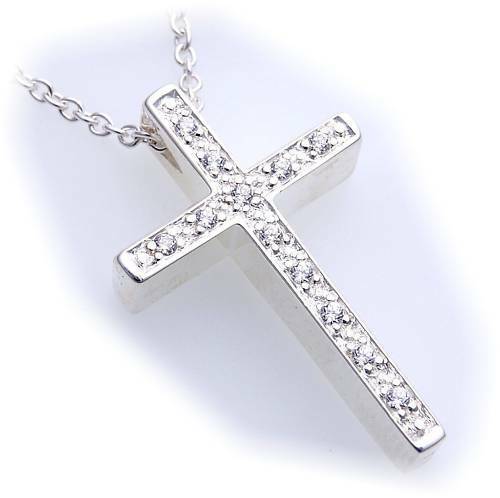 Ciondolo croce zirconia vero - a,