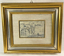 Quadro Bassorilievo Argento 996 Paesaggio Vintage 13x9 Kushan Kushm Incisione