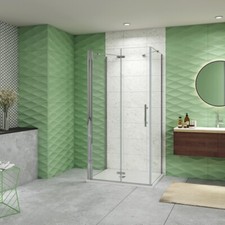 195 CM BOX DOCCIA A TRE LATI PORTA PIEGHEVOLE 2 PARETE FISSA VETRO TEMPERATO 6MM