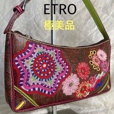 ETRO Borsa a mano ricamata floreale Paisley Pochette donna USATA DAL GIAPPONE