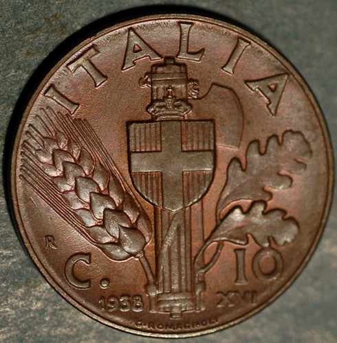Italia centesimi 1938 - italia, 10