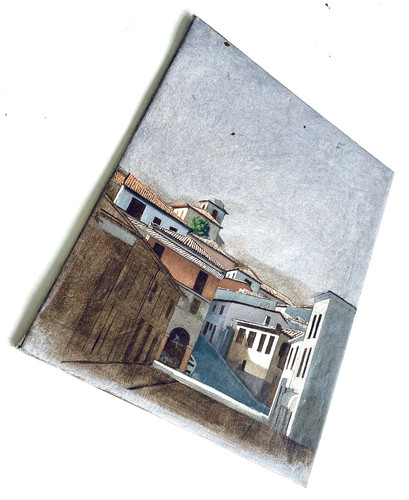 Quadro italiano anni - 60, piazza