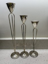 Elegante modernista alto italiano Cleto Munari argento sterling set di 3 candelabri
