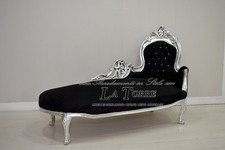 Dormeuse Barocco Nero e Argento – Chaise Longue di Lusso Capitonné Modello AR717