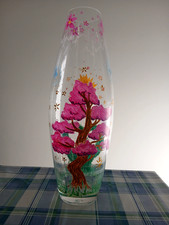 vaso di vetro dipinto a mano