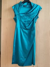 KAREN C Abito Dress Tubino Sera Cocktail Cerimonia TG 42 Raso Verde Ottanio