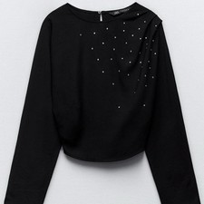 Top donna Zara nero con strass
