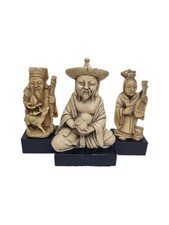 Set 3 statuette orientali in resina – stile avorio – arte asiatica vintage