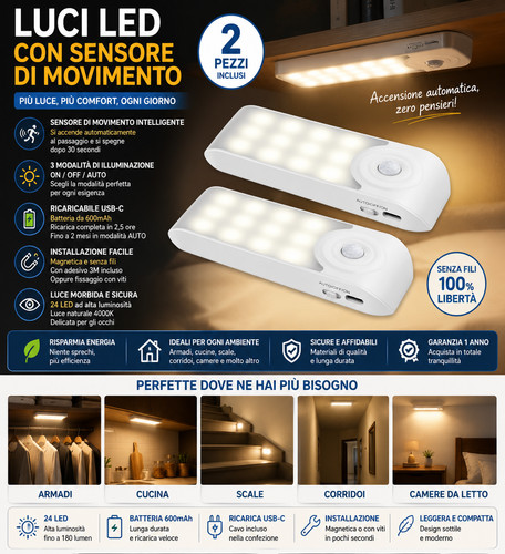 Luci led sensore movimento - 2,