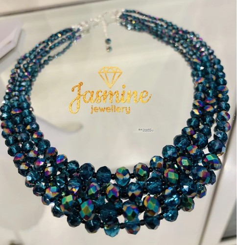 Strand peacock blue faceted - 3,