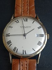 Antico orologio CARLSON GENÈVE FHF 55 4 SWISS M meccanico funz 34MM PLACCATO ORO