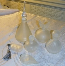 *EXQUISITE VINTAGE COLLECTION 6 PERFUME BOTTLES ALL OPAQUE VARIOUS AGES SHAPES