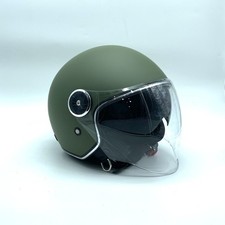 Casco Jet Verde Militare Doppia Visiera Lunga e Parasole Omologato Moto Scooter