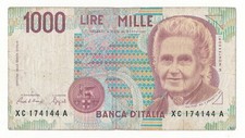 1000 LIRE MONTESSORI  SERIE SOSTITUTIVA XC A  DECR  1993  R2