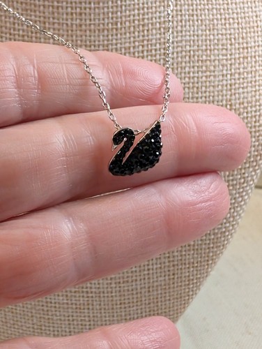 Ciondolo cigno swarovski nero - ciondolo,