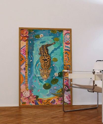 Leopard water art - water, print