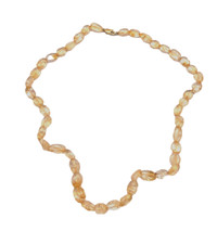 COLLANA DI OVALINI QUARZO CITRINO NATURALE CHIUSURA IN ARGENTO 925 PLACCATO ORO