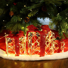 Confezione Regalo Con Decorazione LED Da 3 Pezzi, 20/14/10 Cm Scatole Luminose 8