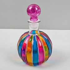 BOTTIGLIA FLACONE IN VETRO GLASS colorata dipinta a mano Vintage da Collezione