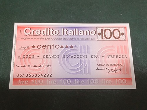 Miniassegno 100 lire - lire, credito