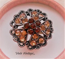 ANELLO-REGOLABILE '40 <FIORE> TOPAZI,AMBRA,LEGA ARGENTO-ORO BIANCO:NUOVO,UNICO !